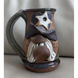 Vintage Ugly Mug Mahon Stoneware Pottery Sheriff Mustache Funny 3D Face Signed